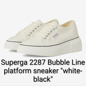 Superga 2287 Bubble Line Platform Sneaker "White-Black" W6/M4.5 NWT & BOX